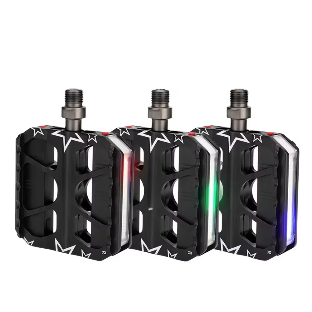 Mountain Biking Lights - 3-Bearing MTB Pedals with LED Safety