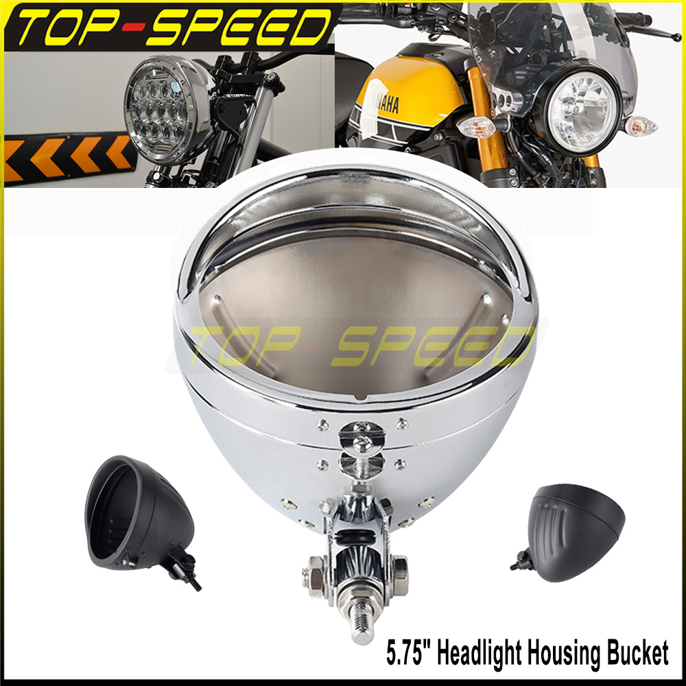 Mountain Biking Shop - Black/Chrome Motorcycle Headlamp Housing Light Shell